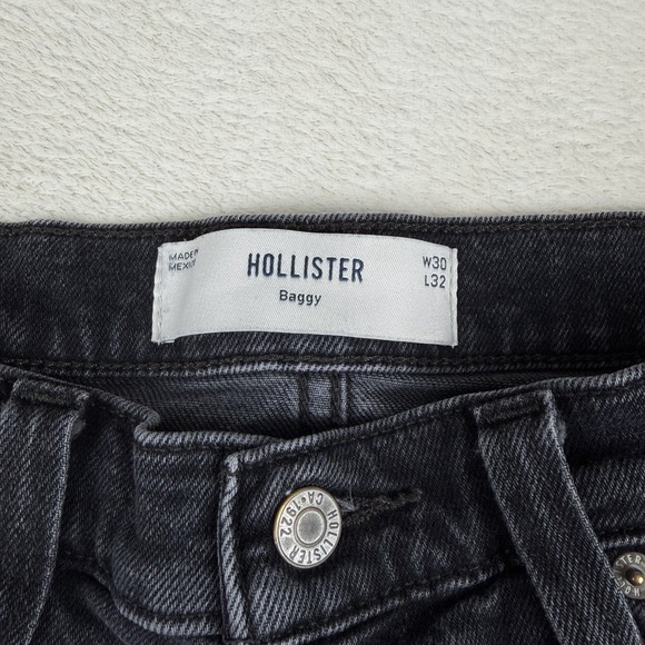 Hollister‎ Men's Baggy Black Washed  Denim Jeans Size W30 L32 Y2K - Picture 3 of 9
